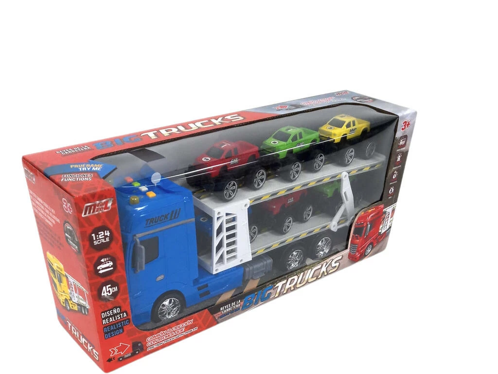 Camion Azul Friccion con Remolque y 6 vehiculos Camion Azul Friccion Con Remolque Y 6 Vehiculos -Tienda Pequetren 1011141664g01