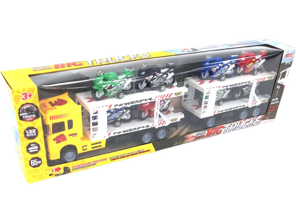 Camion Amarillo Friccion con2 Remolques y 8 vehiculos Camion Amarillo Friccion Con2 Remolques Y 8 Vehiculos -Tienda Pequetren 1011141672g01