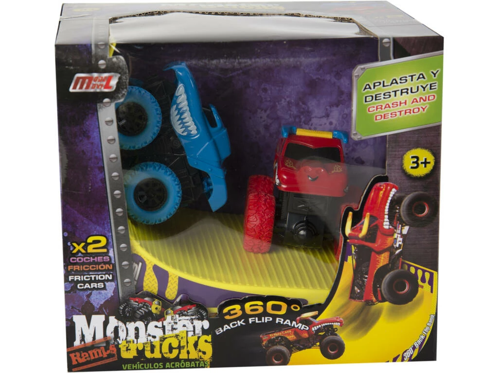 Monster Truck Vehículos Acróbatas Con Rampa Azul Y Rojo 2 Monster Truck Vehículos Acróbatas Con Rampa Azul Y Rojo - Imagen 2