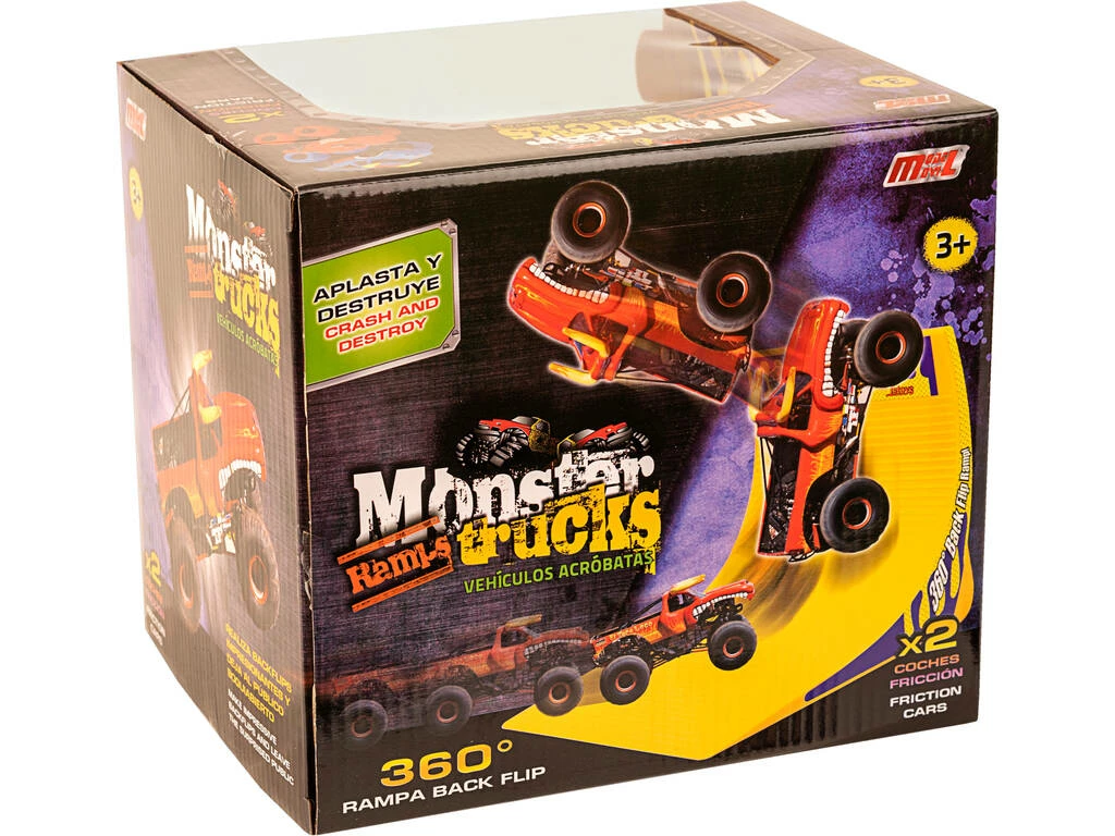 Monster Truck Vehículos Acróbatas Con Rampa Rojo Y Azul 3 Monster Truck Vehículos Acróbatas Con Rampa Rojo Y Azul - Imagen 3