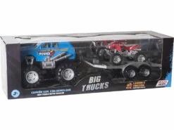 Coche Friccion 4x4 Azul Con Remolque Y Quad