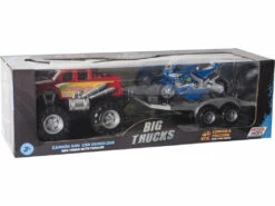 Vehículo Todo Terreno Rojo Con Remolque Y Moto