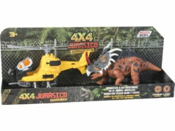 Set Helicóptero Amarillo Y Triceratops Con Luces Y Sonidos