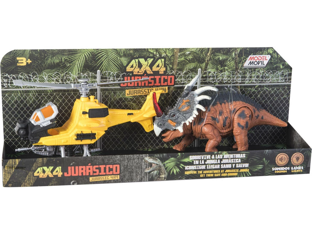 Set Helicóptero Amarillo y Triceratops con Luces y Sonidos Set Helicóptero Amarillo Y Triceratops Con Luces Y Sonidos -Tienda Pequetren 1999967487g00